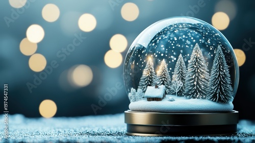 Enchanting Christmas Snow Globe with a Cozy Winter Village Scene and Twinkling Lights