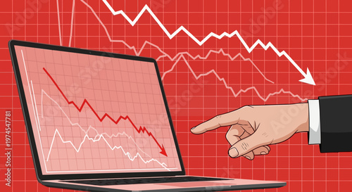 Business graph on a laptop screen.