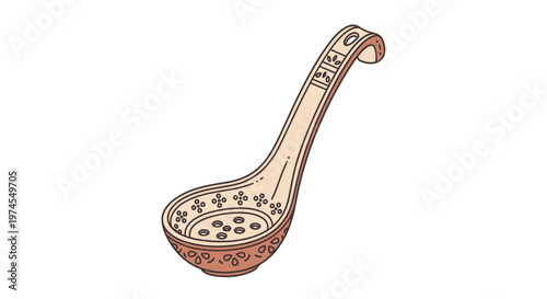 Vintage Perforated Ladle for Serving Soups and Broths
