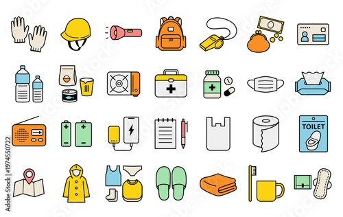 防災アイコンセット_ベクターイラスト