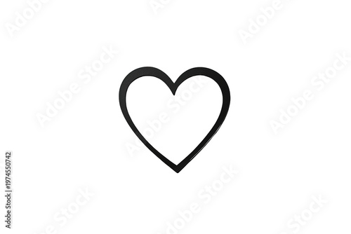 Black heart outline on transparent background symbolizing love, romance, passion, and valentine's day