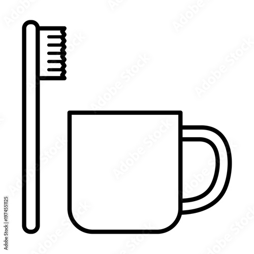 歯ブラシとコップのアイコン_ベクターイラスト