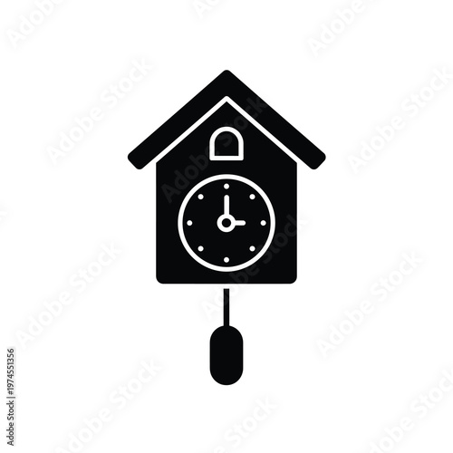 Vector of a traditional cuckoo clock with a pendulum and a clock face