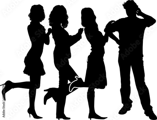 Vector silhouettes man and women on on photographic film