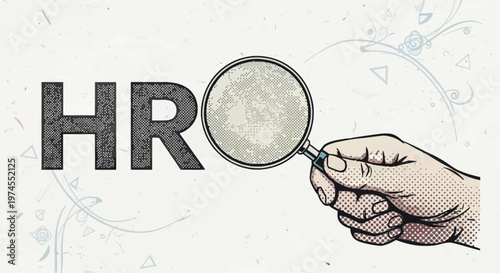 Human Resources Concept with Magnifying Glass.