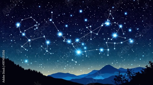 Starry Night Sky Over Majestic Mountains Showcasing Bright Constellations and Deep Space Beauty