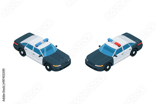 Police car icon set emergency vehicle collection