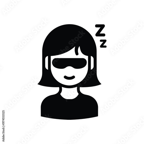 Vector of a woman wearing a sleep mask with zzz symbols above her head