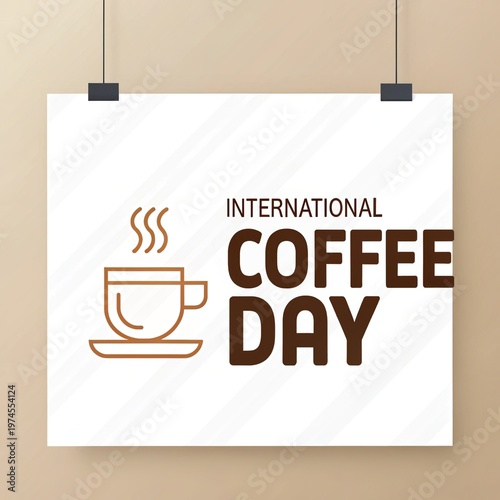 A steaming cup of hot espresso served in a brown mug on a wooden and paper background for a cafe breakfast menu design illustration
