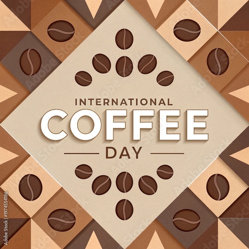Seamless pattern illustration of roasted coffee beans and espresso cups on a brown wooden texture background for cafe drink design