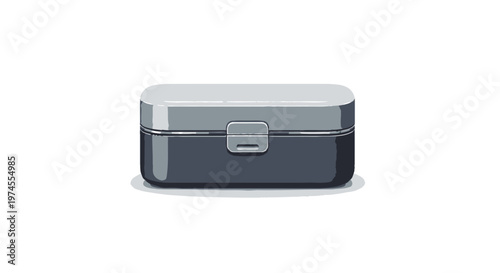 Vintage Metal Lunchbox Closed Isolated on White Background