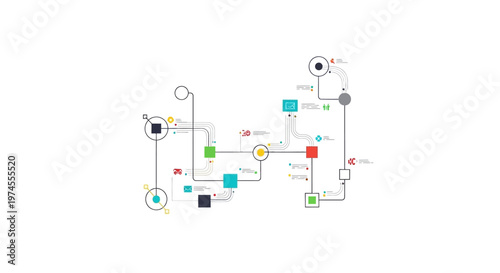 Abstract network diagram with interconnected nodes and lines representing a complex system or data flow.
