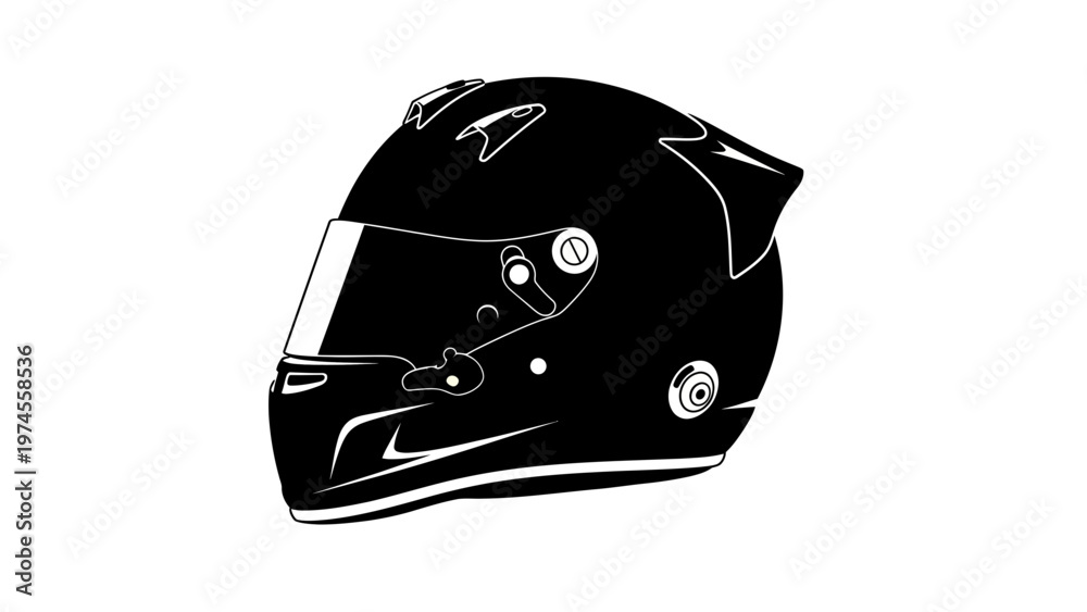 Fototapeta premium Black Motorcycle Racing Safety Helmet.