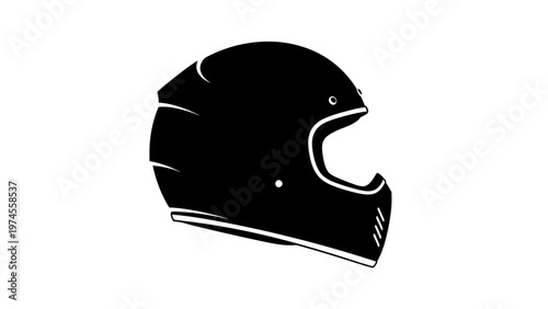 Black Motorcycle Helmet Side View.