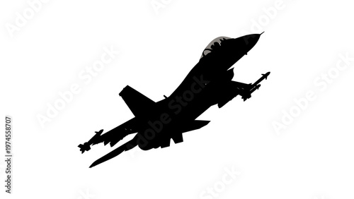Fighter Jet Silhouette in Flight.
