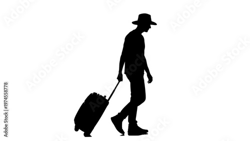 Man walking with a suitcase.