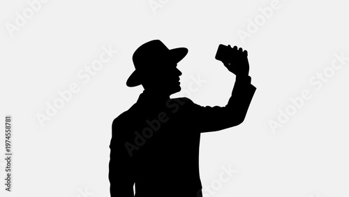 Man Wearing a Hat Silhouette Profile.