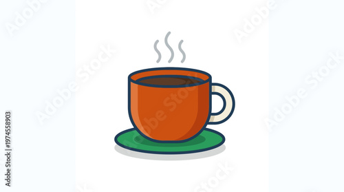 A steaming hot coffee cup.