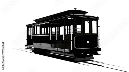 Vintage Trolley Car Side View.
