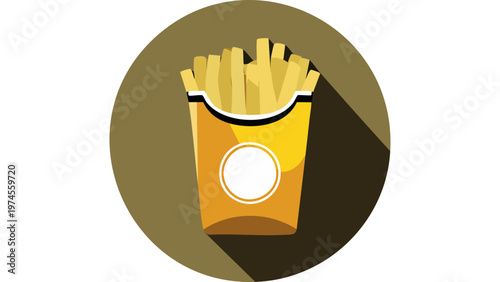 French fries in paper container representing popular fast food snack crispy and golden potatoes vector