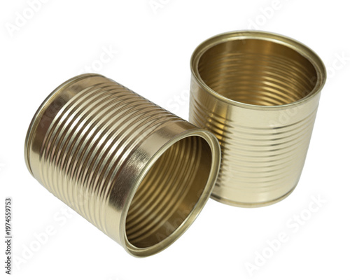 Pair of tin cans Isolated on a transparent background close up