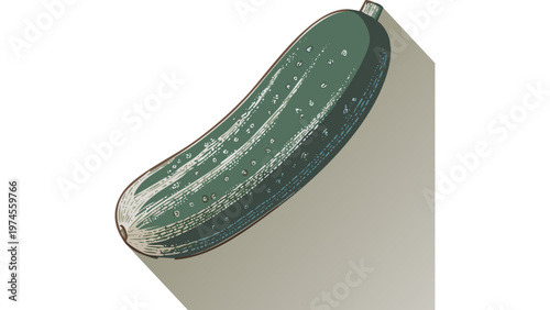 Fresh cucumber vegetable with green skin showing organic produce and healthy nutrition ingredient vector