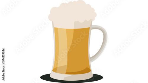 Glass mug of frothy beer with foam top representing refreshing alcoholic beverage in casual social setting vector