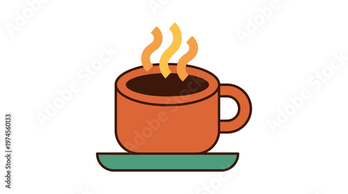 A steaming hot coffee mug.