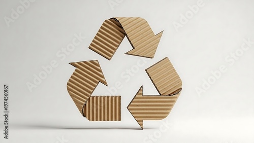 Recycling Symbol Made of Cardboard on White Background.