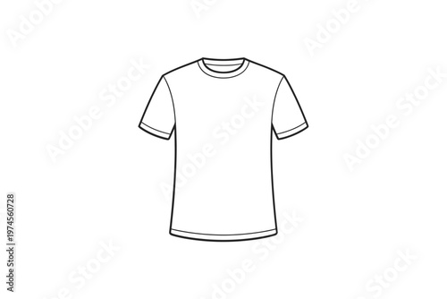 Foto Simple line drawing of a classic crew neck t shirt on a white background