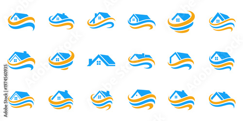 construction home logo set ideal for residential projects, architecture, and property branding.