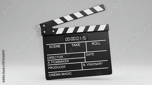 Black and White Clapperboard - A Symbol of Filmmaking and Cinematic Arts.