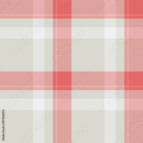 Geometry pattern background textile, book fabric seamless check. Material vector tartan plaid texture in white and red colors.
