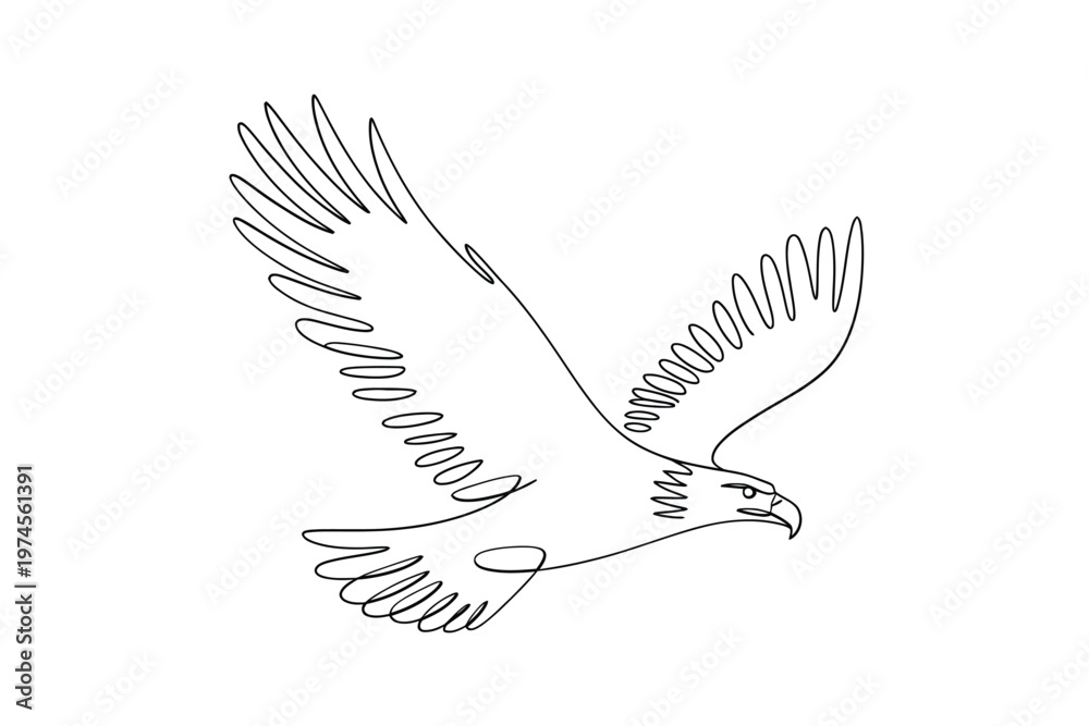 Obraz premium Elegant one line drawing of a bird in flight showcasing minimal artistry