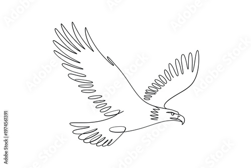 Elegant one line drawing of a bird in flight showcasing minimal artistry
