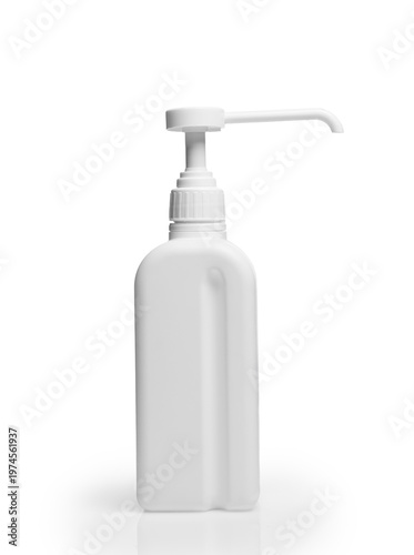 White Pump Dispenser Bottle Isolated on White Background