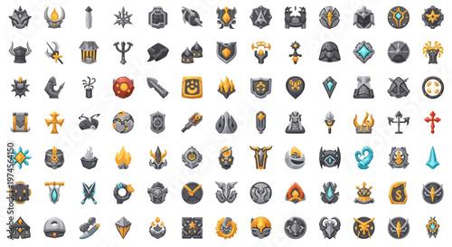 Fantasy Game Icons Set, Pixel Art, Fantasy Game Assets, RPG Icons, Medieval Icons