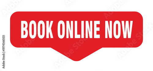 Red banner with white text promoting online booking services