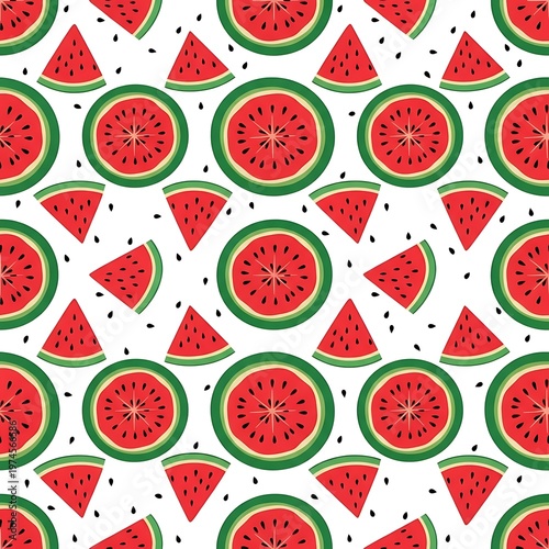 Vibrant Watermelon Pattern - A Refreshing Summer Delight for Creative Projects.