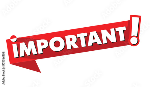 A vibrant red speech bubble displaying the word important in bold white letters