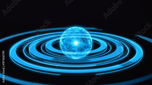 Glowing Blue Orb with Swirling Lines.
