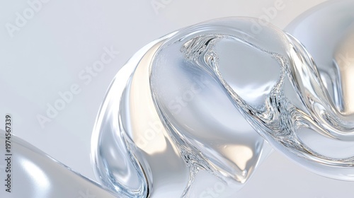 Wallpaper Mural Abstract, flowing shapes in light silver and white Torontodigital.ca