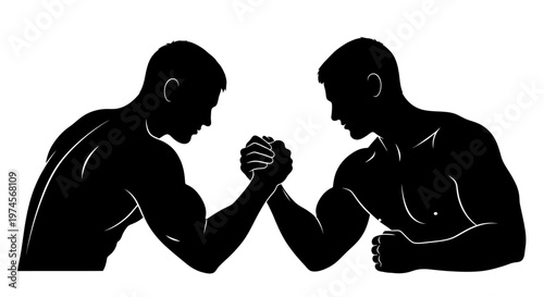 Two men arm wrestling competition strong.
