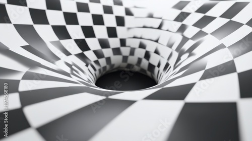 Wallpaper Mural Black and white checkered pattern spirals into a vortex Torontodigital.ca