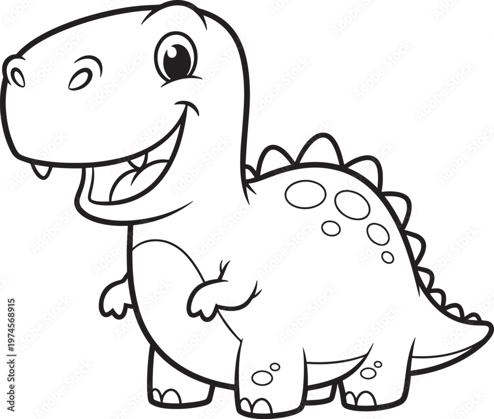 Fototapeta premium friendly cartoon dinosaur waving hello vector illustration