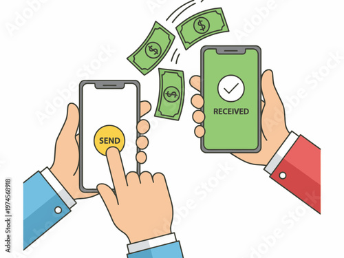 Mobile Money Transfer via Smartphone Application Illustration