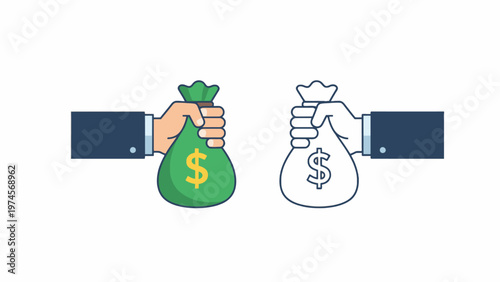 Businessman hands holding money bags vector illustration