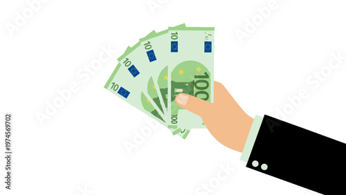 Hand holding money bag with dollar sign illustration