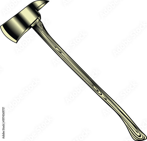 Isolated vector illustration of a steel axe, iron sword, and metal claw hammer construction tools with black handles for carpentry work and home repair on a white background