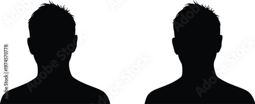 Human silhouettes, identity concept, mirrored design, psychological study, visual symmetry, profile outline, twin figures, abstract portrait, comparison art, creative illustration